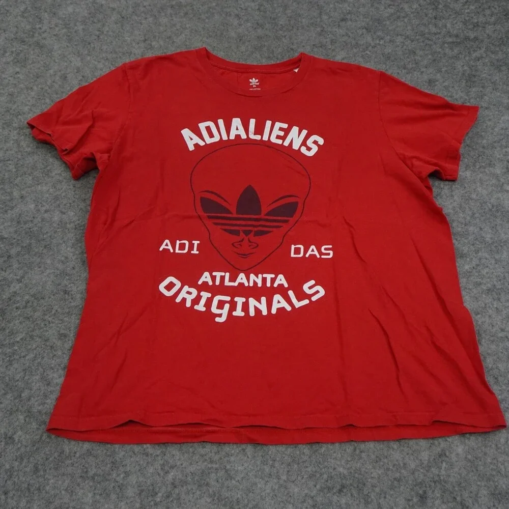 Vintage Adidas Originals T Shirt Mens XL Adialiens Atlanta Red Short Sleeve